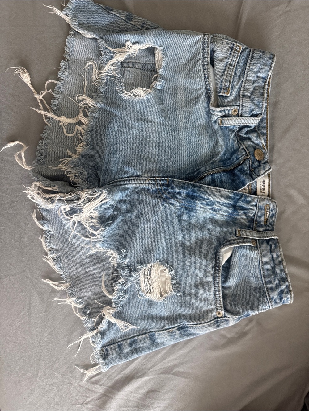 Forever 21 Light Blue Distressed Frayed Denim Shorts